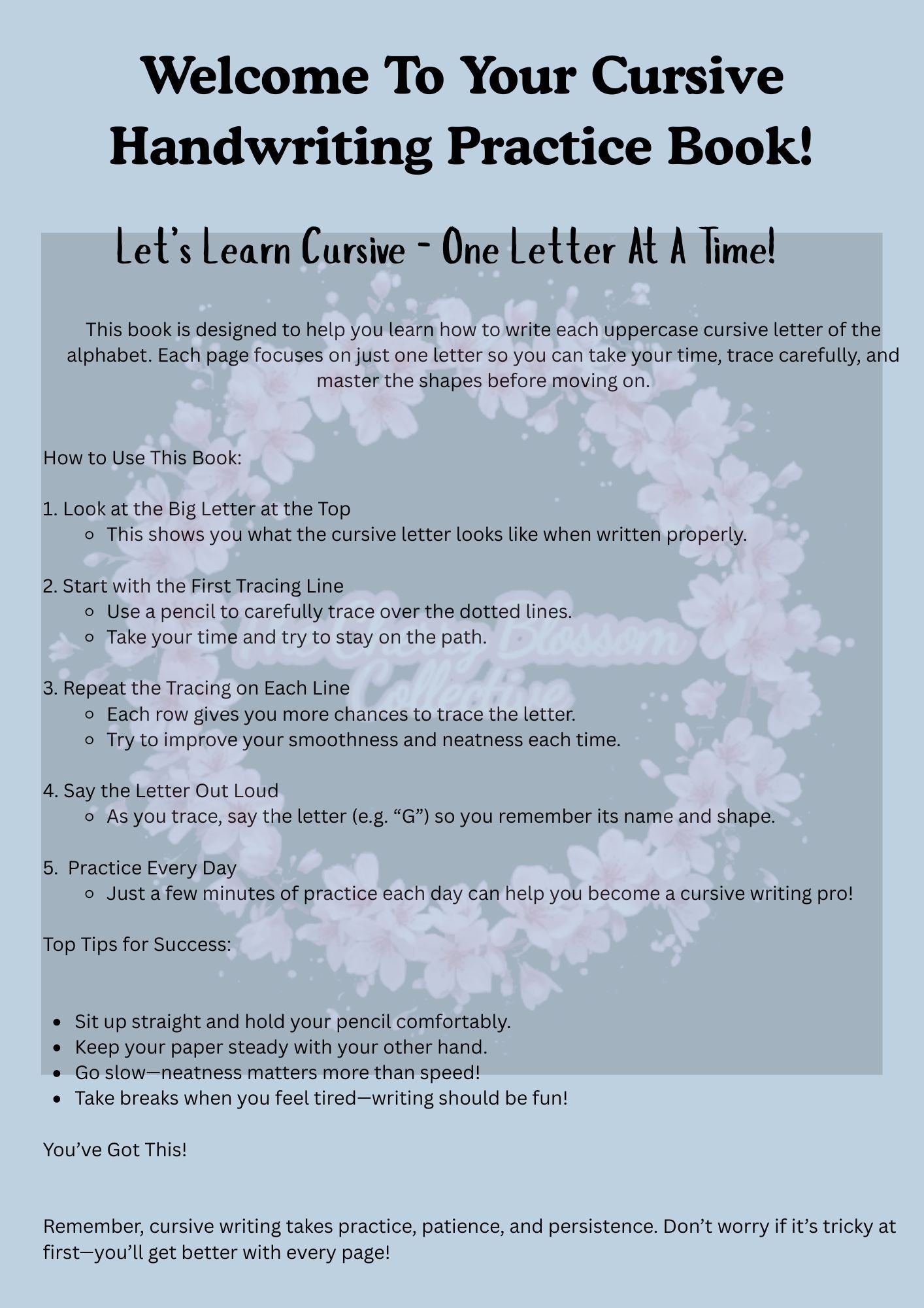 Cursive Handwriting Workbook For Kids