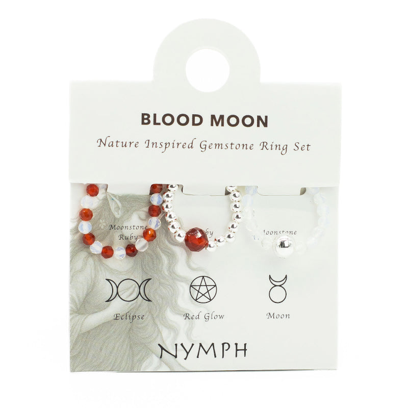 Ring Set Nymph Spirit Gemstone - Blood Moon
