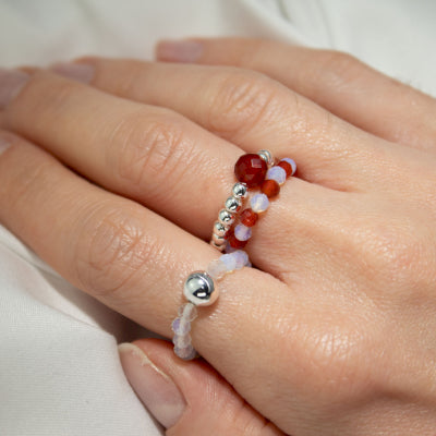 Ring Set Nymph Spirit Gemstone - Blood Moon