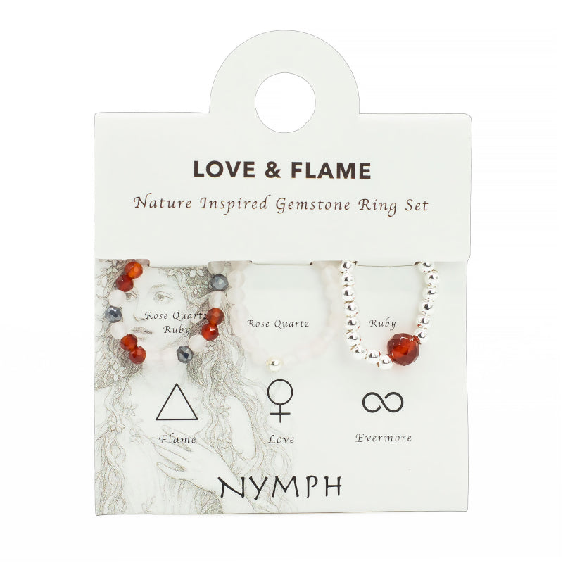 Ring Set Nymph Spirit Gemstone - Love & Flame
