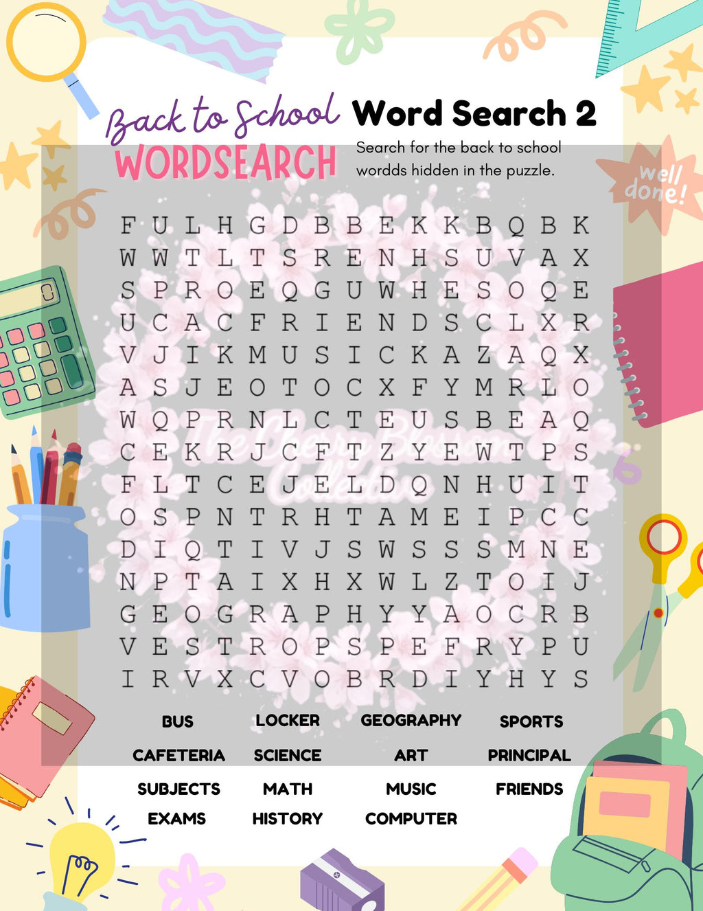 Back To School Wordsearches PDF