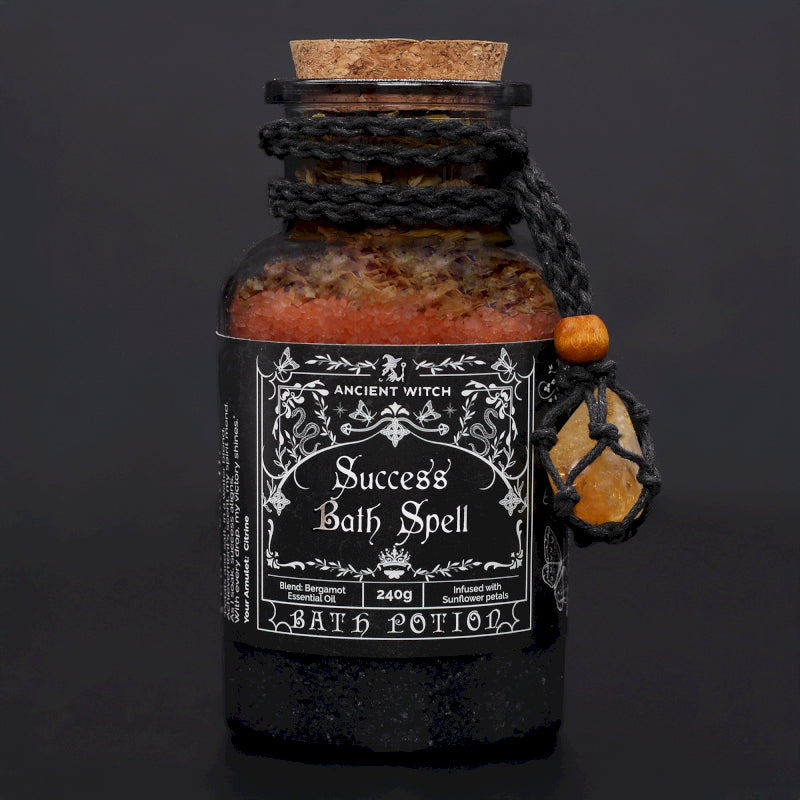 Ancient Witch Bath Spell Potion & Citrine Crystal Amulet - Success