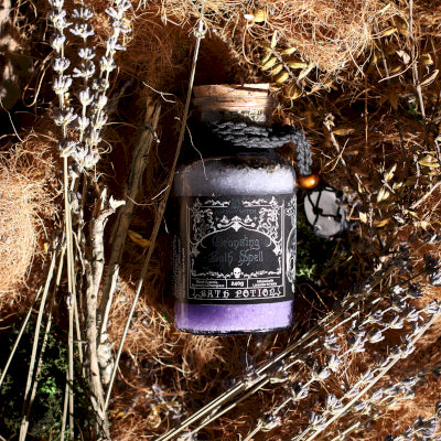 Ancient Witch Bath Spell Potion & Rock Crystal Amulet - Cleansing