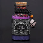 Ancient Witch Bath Spell Potion & Rose Quartz Crystal Amulet - Love