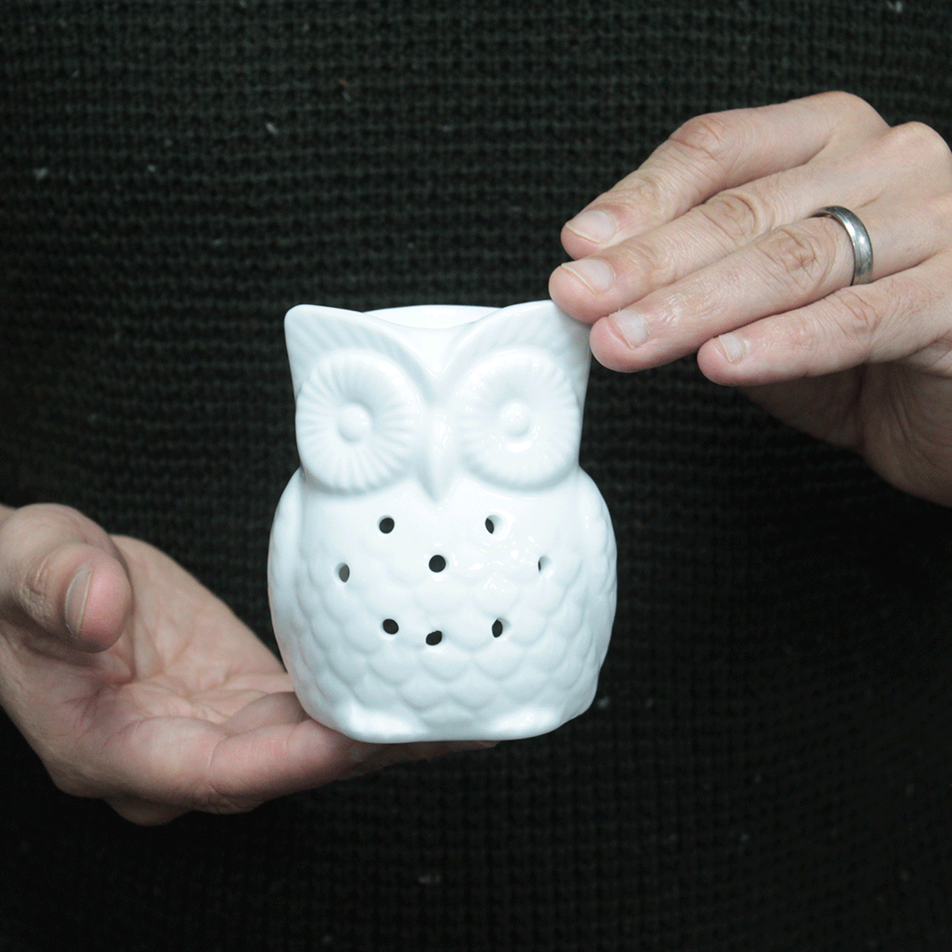 Classic White Oil Burner - Tall Owl