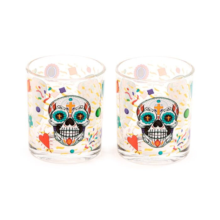 Day of the Dead Set of 2 Glass Tumblers