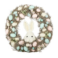Easter Wreath with Pastel Eggs & White Rabbit (43cm)