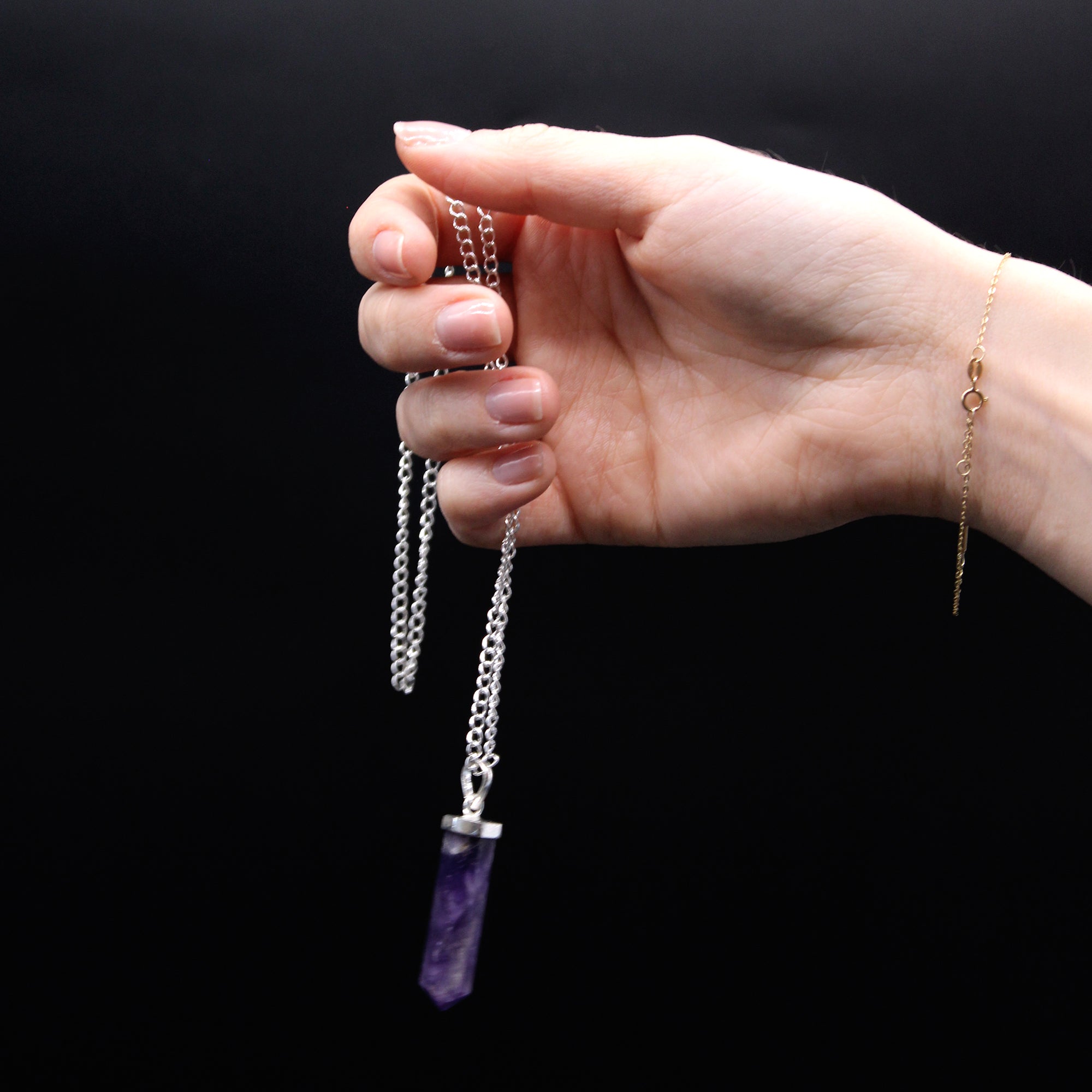 Gemstone Classic Point Pendant Necklace - Amethyst