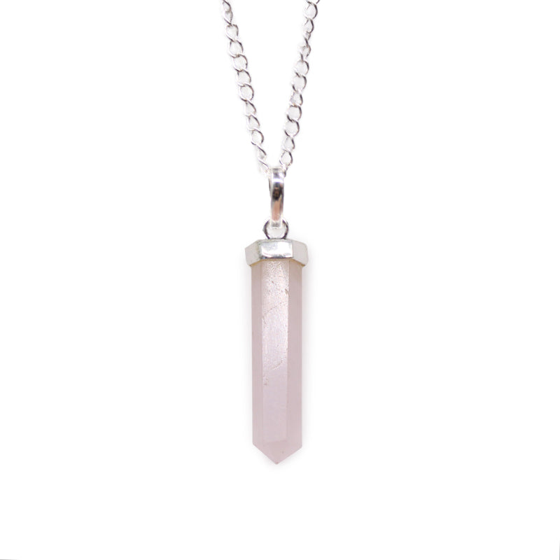 Gemstone Classic Point Pendant Necklace - Rose Quartz