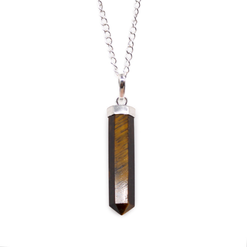 Gemstone Classic Point Pendant Necklace - Tiger Eye