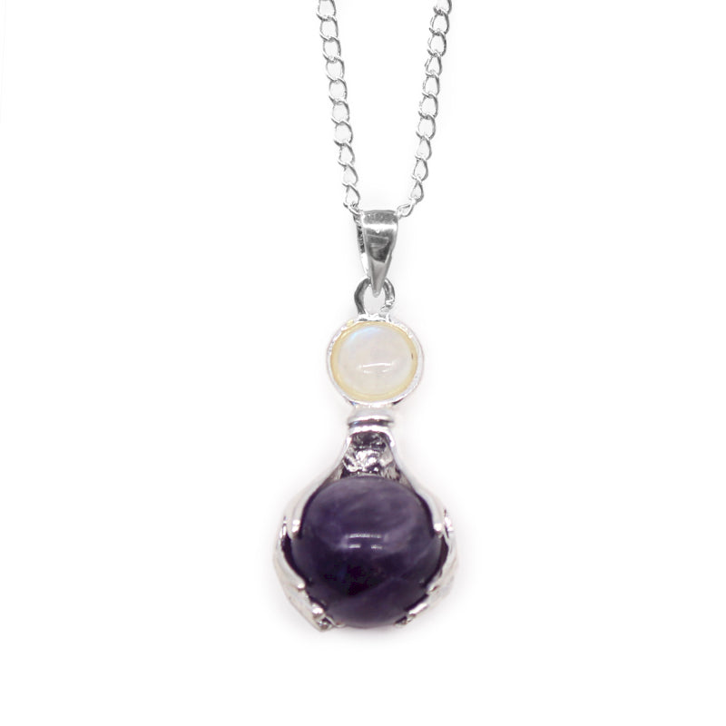 Gemstone Healing Hands Pendant Necklace - Amethyst