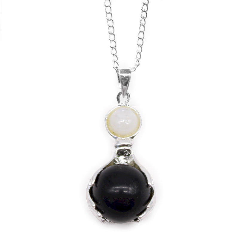 Gemstone Healing Hands Pendant Necklace - Black Agate