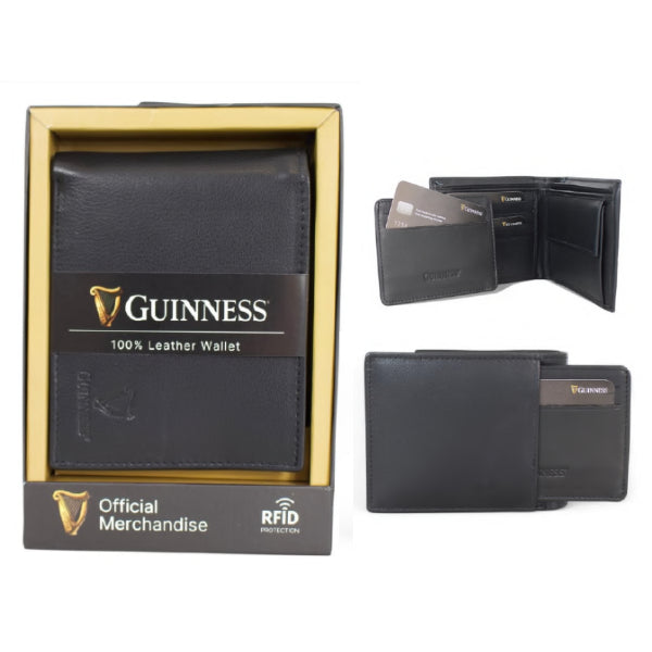 Genuine Leather Multi Card + Coin Guinness Wallet RFID Secure