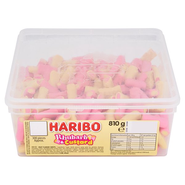 HARIBO Rhubarb & Custard Chewy Sweets Tub