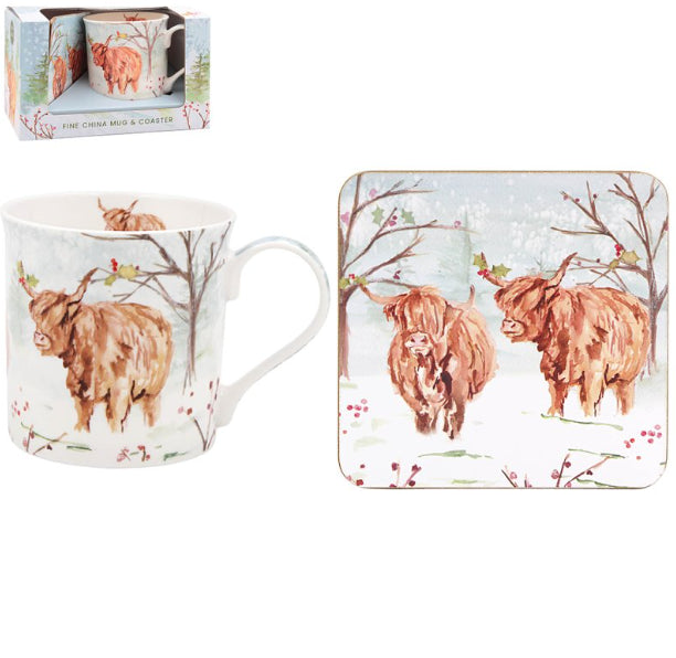 Highland Cow Mug & Coaster