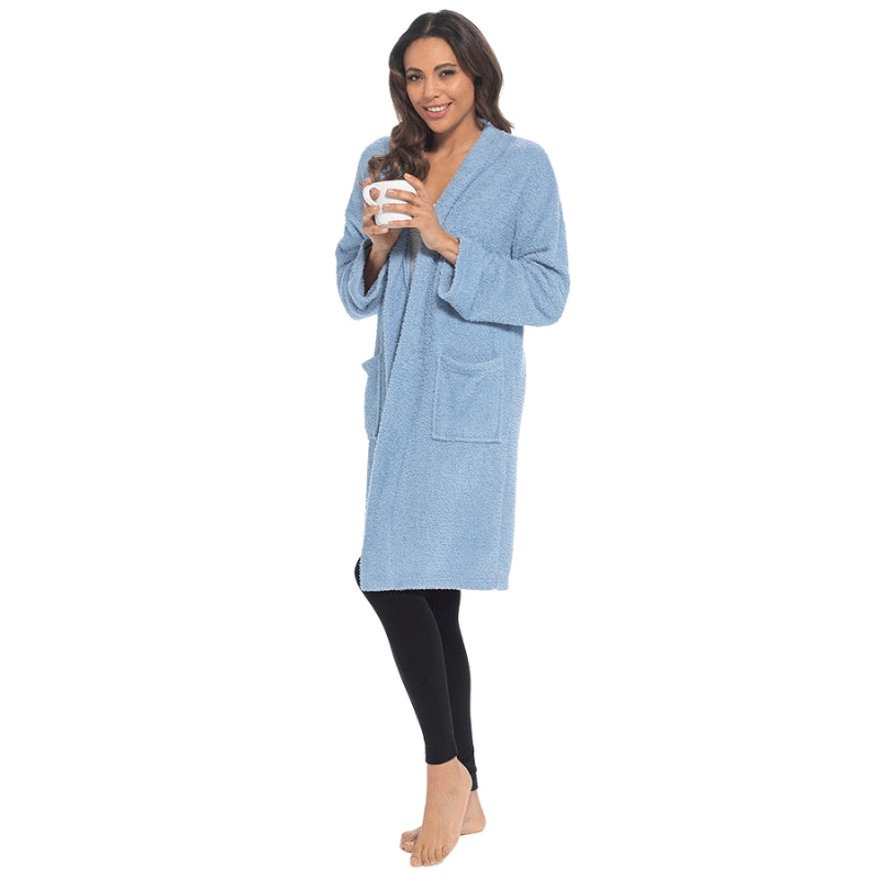 Ladies Longline Lounge Cardigan Blue