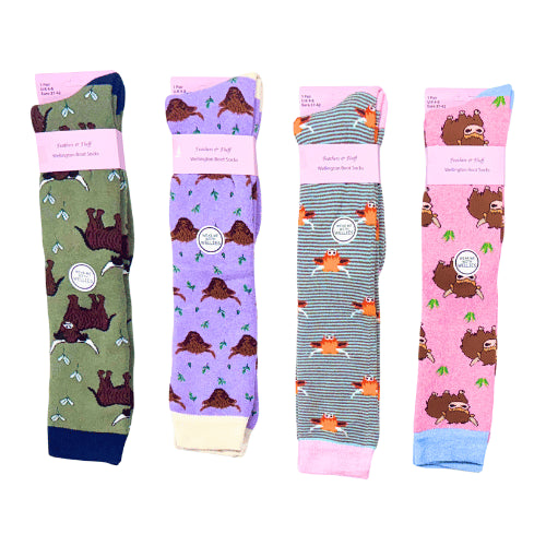 Ladies Wellington Boot Socks Highland Cow