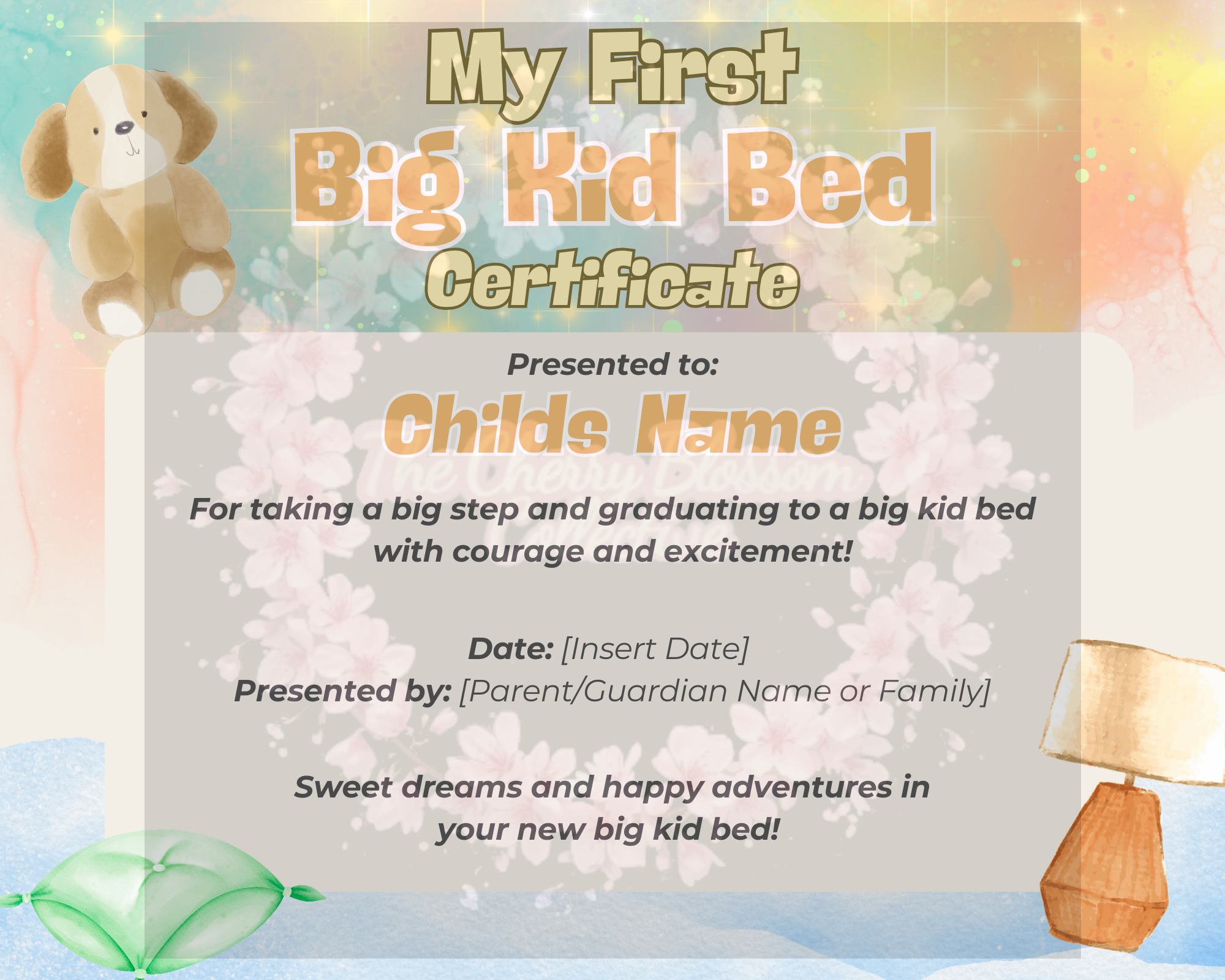 My First Big Kid Bed Certificate