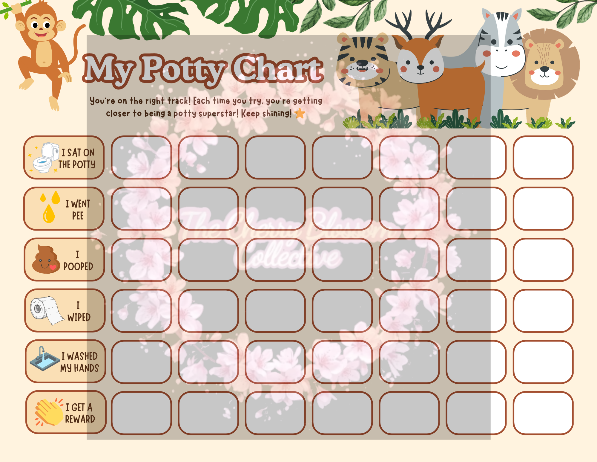 Jungle Theme Potty Training Chart PDF