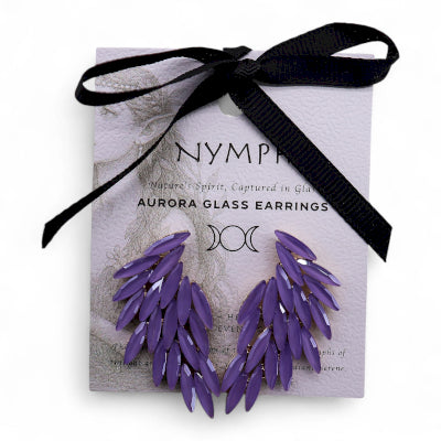 Nymph Aurora Angel Wings Glass Earrings - Lavender