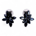 Nymph Aurora Flowers Glass Earrings - Jet Black