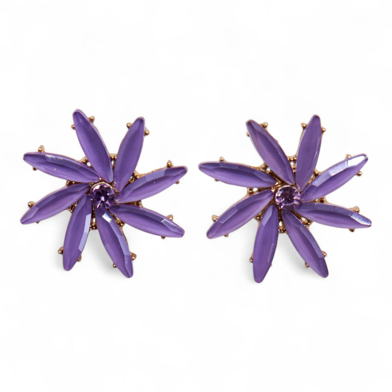 Nymph Aurora Flowers Glass Earrings - Lavender
