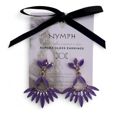 Nymph Aurora Long Drop Glass Earrings - Lavender
