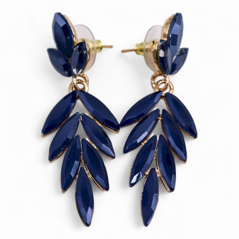 Nymph Aurora Long Drop Glass Earrings - Royal Blue