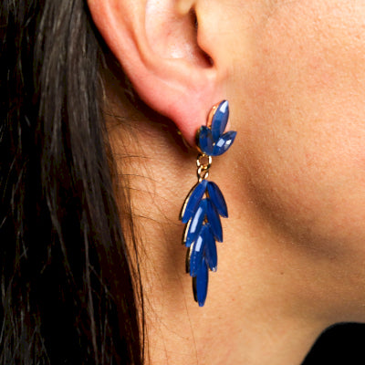 Nymph Aurora Long Drop Glass Earrings - Royal Blue