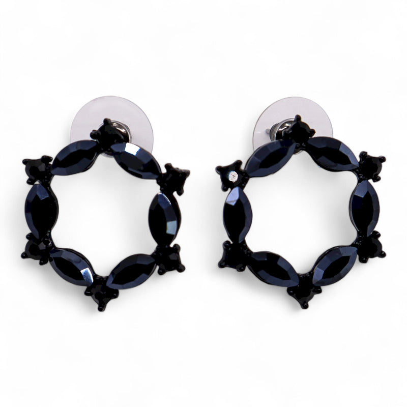 Nymph Aurora Loop Glass Earrings - Jet Black