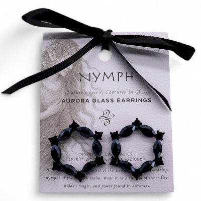 Nymph Aurora Loop Glass Earrings - Jet Black