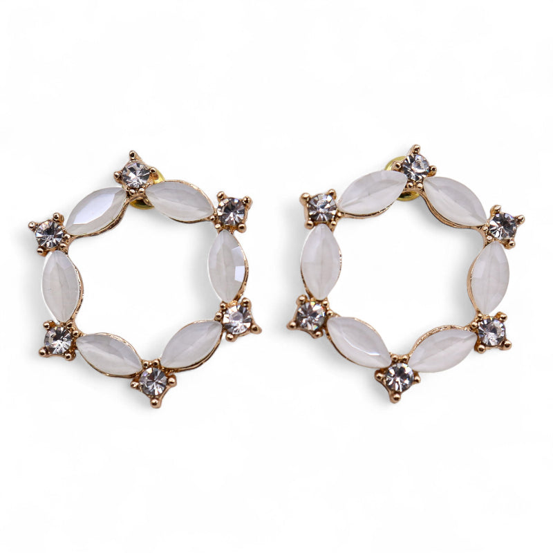 Nymph Aurora Loop Glass Earrings - Pearl