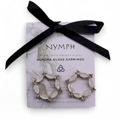Nymph Aurora Loop Glass Earrings - Pearl