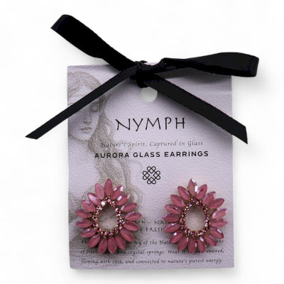 Nymph Aurora Loop Glass Earrings - Rose Quartz
