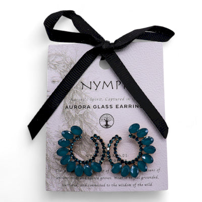 Nymph Aurora Loop Glass Earrings - Teal Green