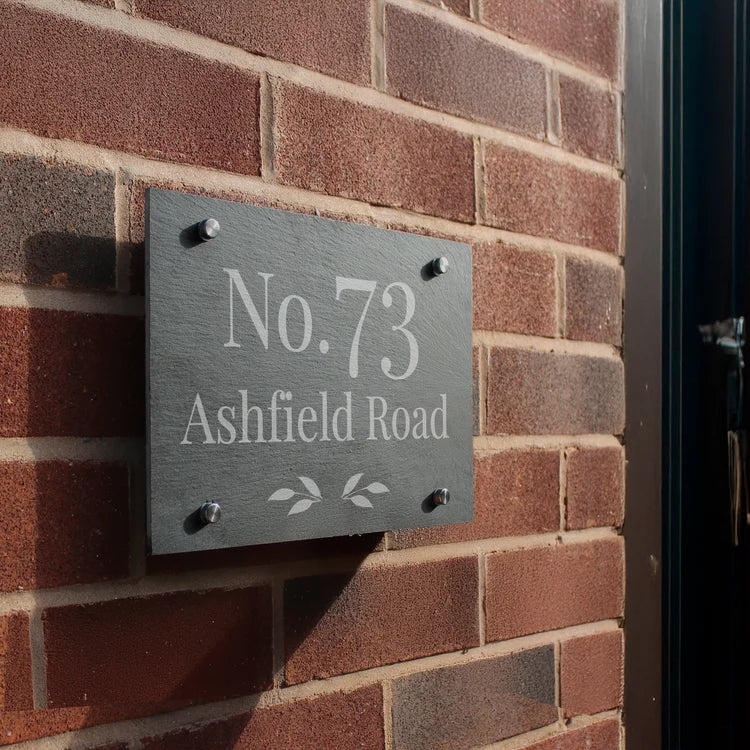 Personalised Leaf Slate House Sign
