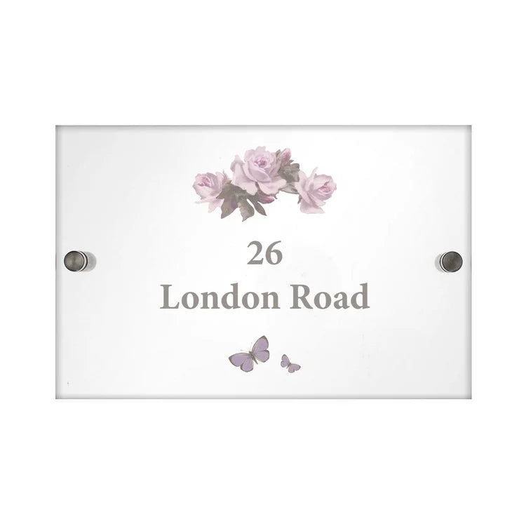 Personalised Vintage Rose Acrylic House Sign