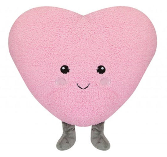 Pink Heart Shaped Plush Cushion With Feet (35cm)