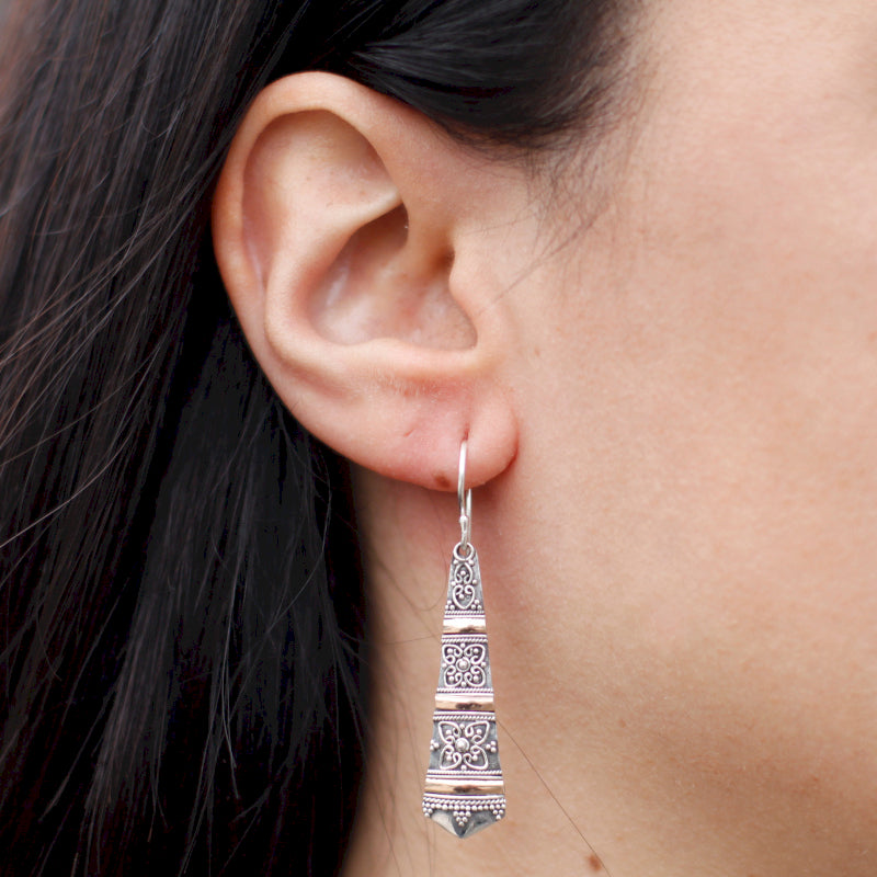 Silver & Gold Earring - Tribal Drops